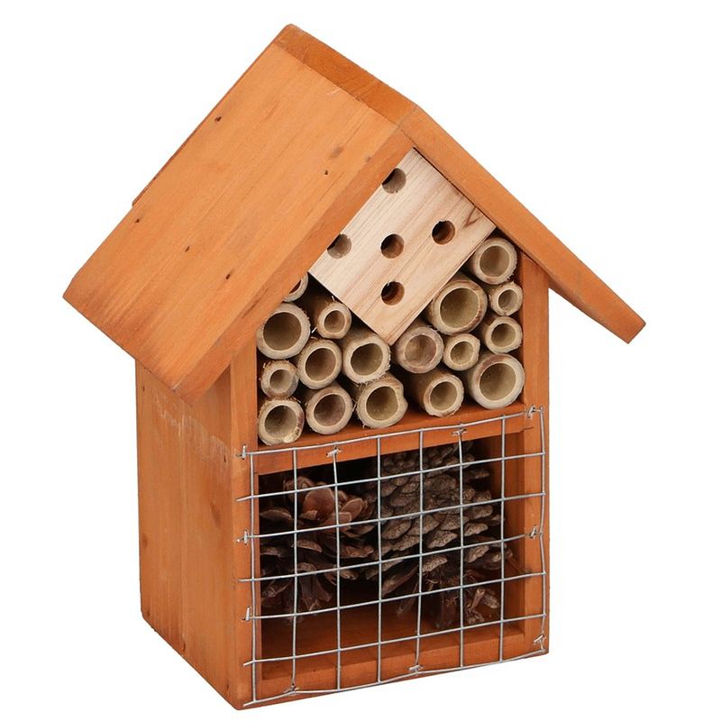 Foto van Bruin insectenhotel 19 cm - hotel/huisje voor insecten - bijenhuis/vlinderhuis