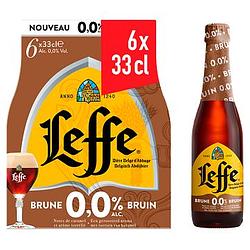 Foto van Leffe bruin 0,0% belgisch abdijbier flessen 6 x 330ml bij jumbo