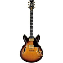 Foto van Ibanez jsm100 vintage sunburst john scofield signature semi-akoestische gitaar met koffer