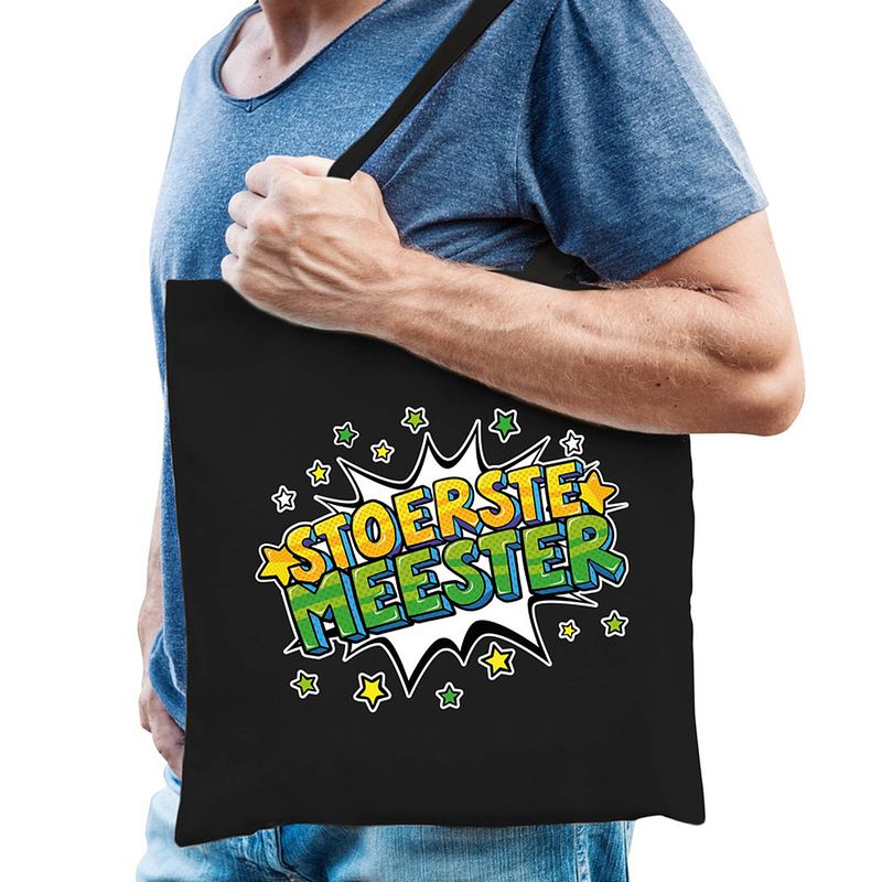 Foto van Stoerste meester tas zwart voor heren - feest boodschappentassen