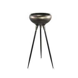 Foto van Ptmd genesis black metal planter 3 feet round high s