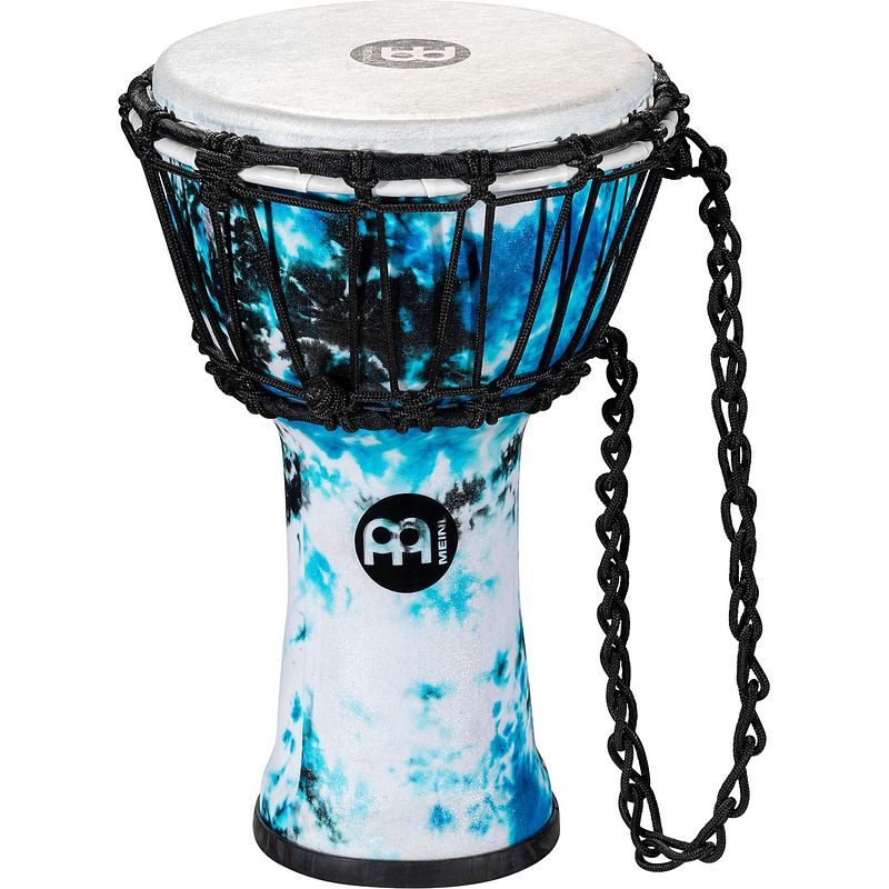 Foto van Meinl jrd-gb junior djembé galactic blue tie dye 7 inch