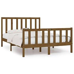 Foto van Vidaxl bedframe massief hout honingbruin 120x190 cm 4ft small double