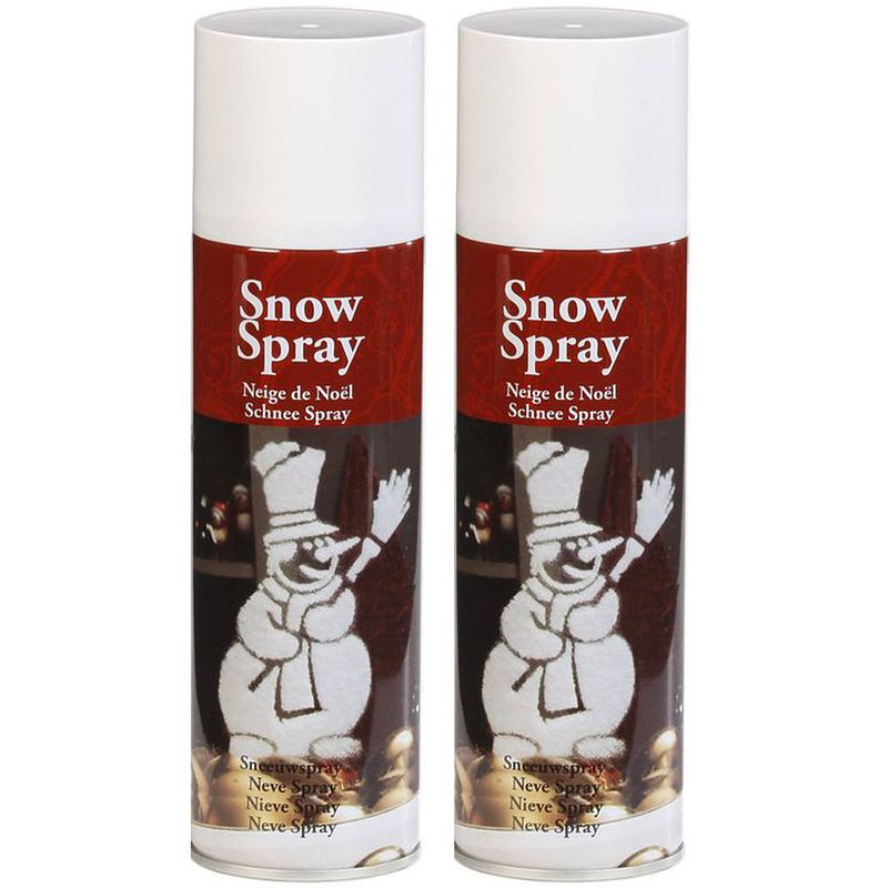 Foto van 2x sneeuwsprays/sneeuw spuitbussen 150 ml - decoratiesneeuw