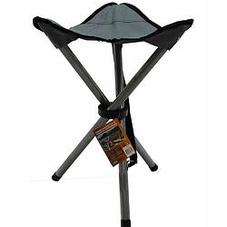 Foto van Grijze opvouwbare lichtgewicht campingkruk/visserskruk 31 x 50 cm - outdoor/vakantie - inklapbaar stoeltje/krukje