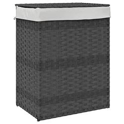 Foto van Vidaxl wasmand met deksel 46x33x60 cm poly rattan grijs