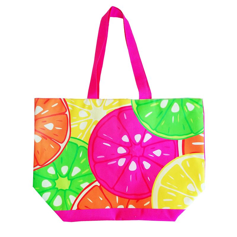 Foto van Damestas strandtas fruitprint 58 cm - strandtassen