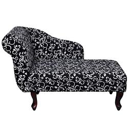 Foto van The living store chaise longue - houten frame - 104 x 51 x 69.5 cm - zwart en wit