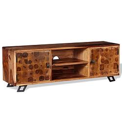 Foto van The living store sheeshamhouten tv-kast - 120x30x40 cm - met 2 kastjes en 2 schappen