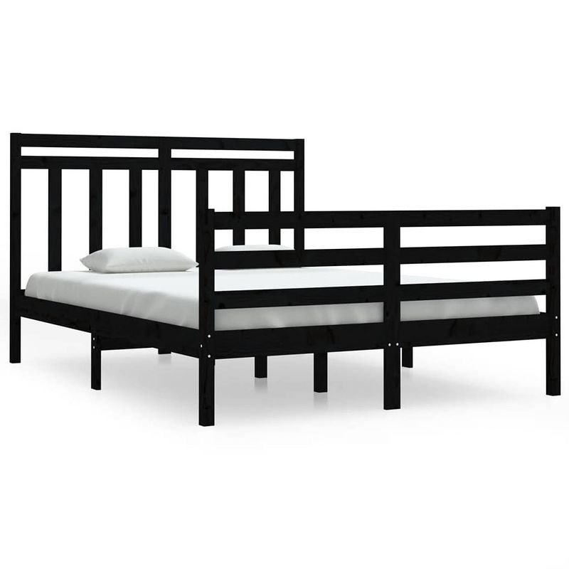 Foto van Vidaxl bedframe massief hout zwart 140x190 cm