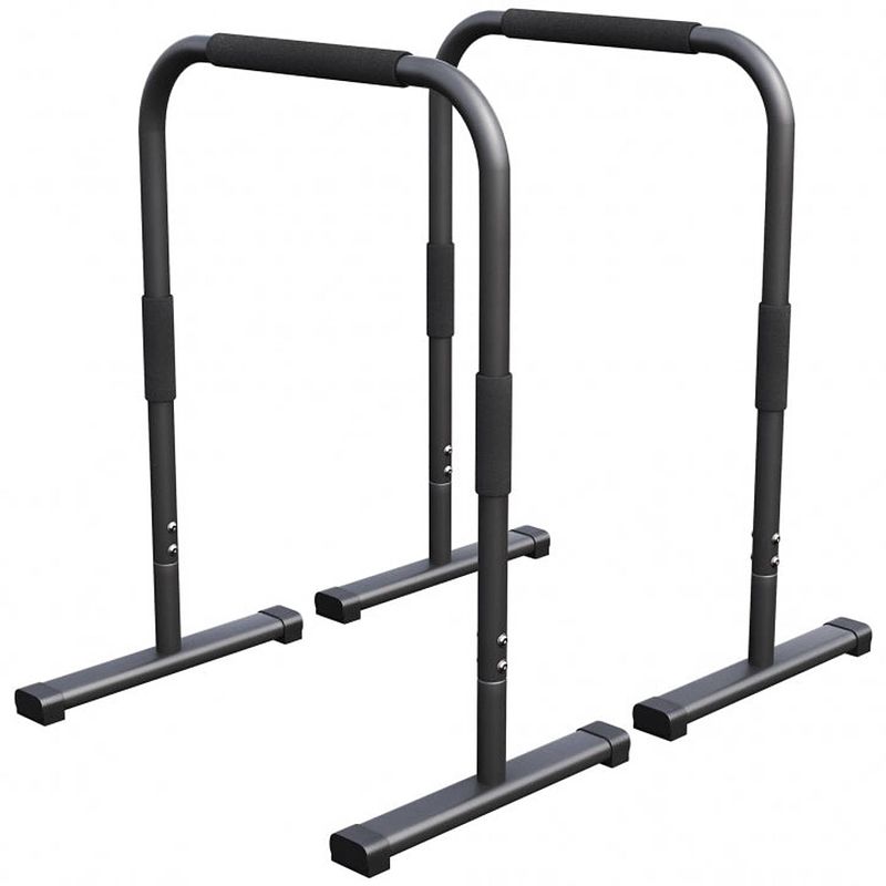 Foto van Gorilla sports dip bars deluxe zwart - push up stand bar