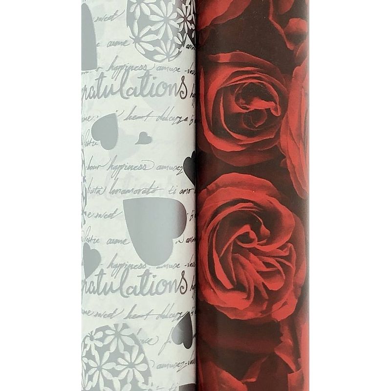 Foto van Luxe valentijn assortiment cadeaupapier inpakpapier kadopapier - 300 x 70 cm - 3 rollen