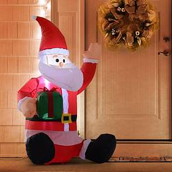 Foto van Opblaasbare kerstman met cadeau en verlichting â€“ 120 cm - led