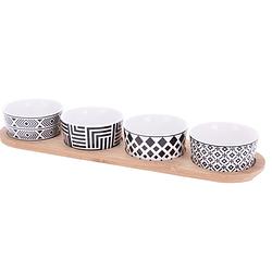 Foto van Excellent houseware set van 4x luxe hapjes/saus/tapas porselein schaaltjes - snack en tapasschalen