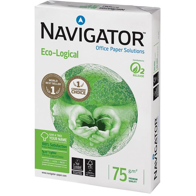 Foto van Navigator eco-logical printpapier ft a4, 75 g, pak van 500 vel 5 stuks