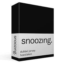 Foto van Snoozing - dubbel jersey - hoeslaken - lits-jumeaux - 180x200/210/220 cm - zwart