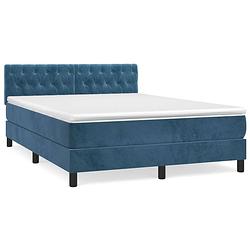 Foto van The living store boxspringbed - - bed - 203 x 144 x 78/88 cm - donkerblauw