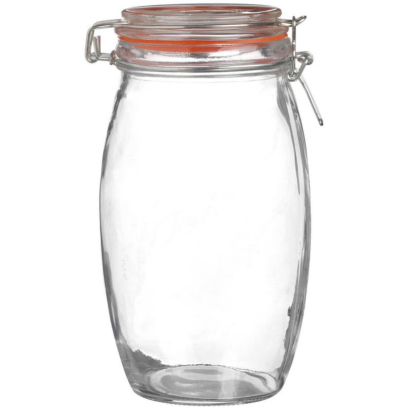 Foto van Urban living weckpot/inmaakpot - 1.3l - glas - met beugelsluiting - d13 x h22 cm - weckpotten