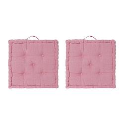 Foto van Items vloerkussen kenya - 2x - roze - katoen - 60 x 60 x 13 cm - extra dik grond zitkussen - vloerkussens