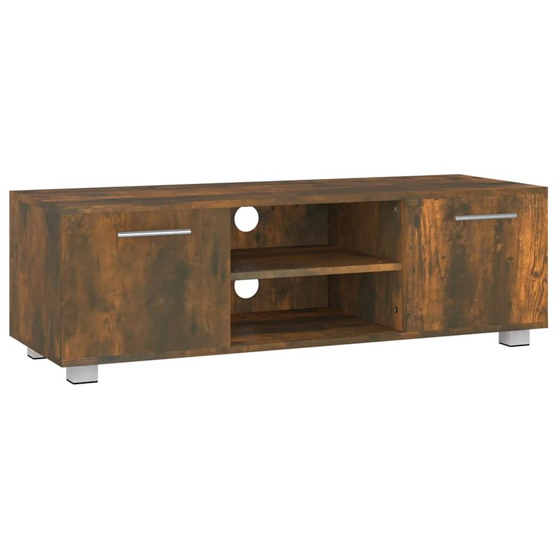 Foto van The living store tv-meubel - trendy design - 110 x 40 x 35 cm - gerookt eiken