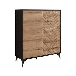 Foto van Meubella dressoir dolores - eiken - zwart - 104 cm - hoog