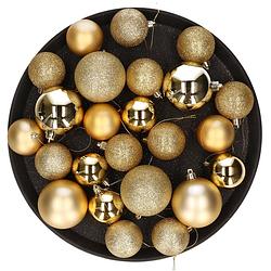 Foto van Kerstversiering set kerstballen goud 6 - 8 - 10 cm - pakket van 40x stuks - kerstbal