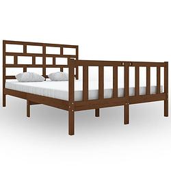 Foto van The living store bedframe - houten - 205.5 x 145.5 x 69.5 cm - honingbruin