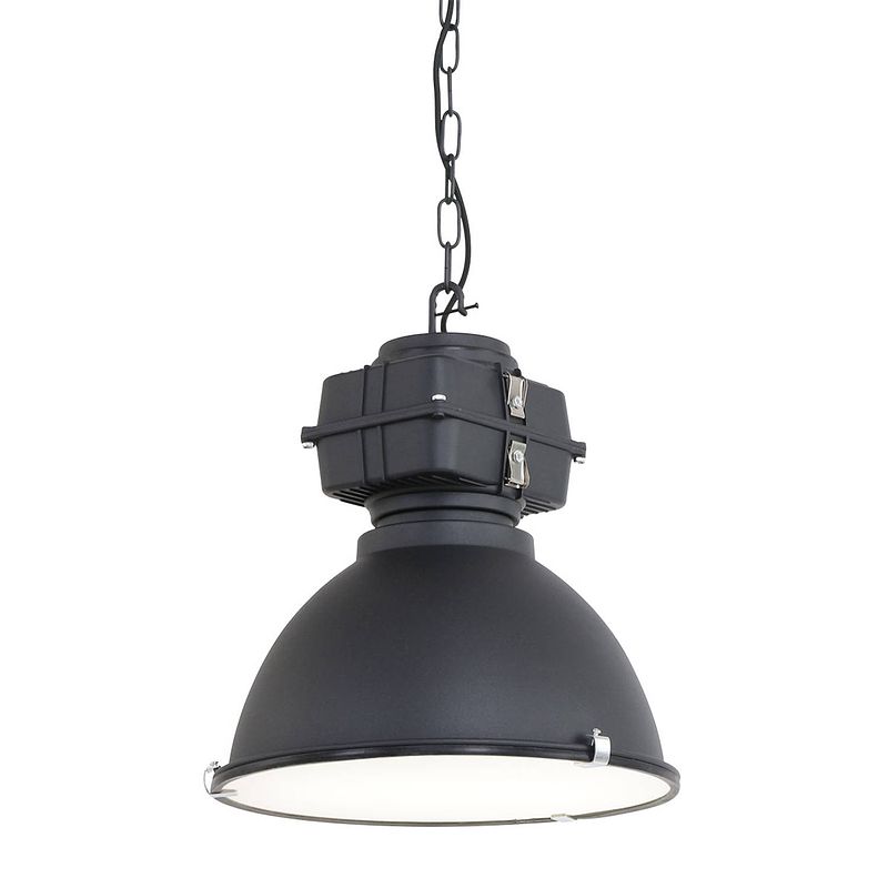 Foto van Industriële hanglamp - mexlite - glas - industrieel - e27 - l: 38cm - voor binnen - woonkamer - eetkamer - wit