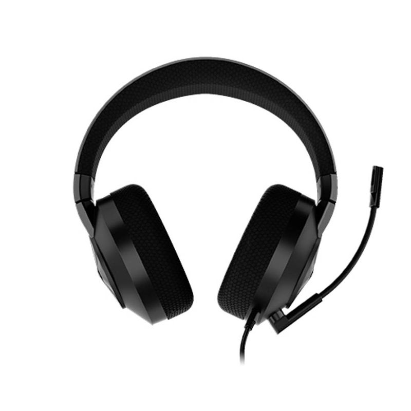 Foto van Lenovo legion h200 over ear headset kabel gamen stereo zwart volumeregeling, microfoon uitschakelbaar (mute)