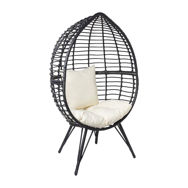 Foto van Egg chair zwart - 90x64x155 cm