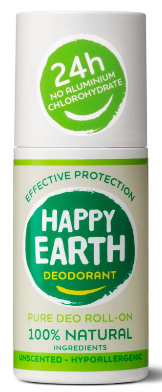 Foto van Happy earth 100% natuurlijke deo roll-on unscented