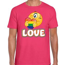 Foto van Bellatio decorations gay pride shirt - love - regenboog - heren - roze 2xl - feestshirts