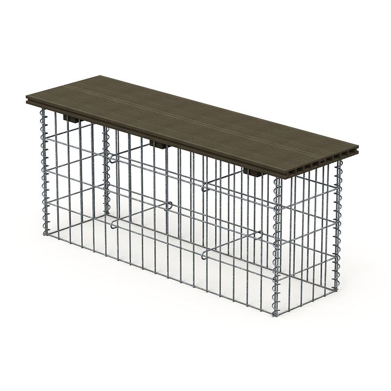 Foto van Wpc gabion-bank, 100x30x42,5 cm, gegalvaniseerd staal