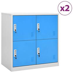 Foto van Vidaxl lockerkasten 2 st 90x45x92,5 cm staal lichtgrijs en blauw