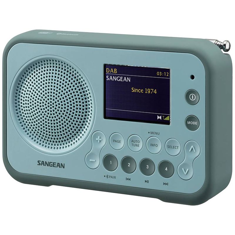 Foto van Sangean dpr-76bt zakradio dab+, vhf (fm) aux, bluetooth, dab+, fm toetsvergrendeling lichtblauw