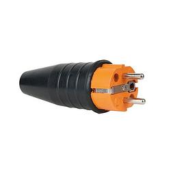 Foto van Showtec rubber schuko connector male 230v/240v oranje