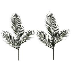 Foto van 2x groene areca/goudpalm kunsttak kunstplant 95 cm - kunstplanten