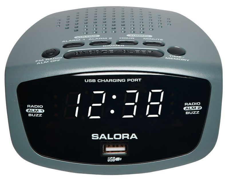 Foto van Salora cr627usb wekker radio grijs