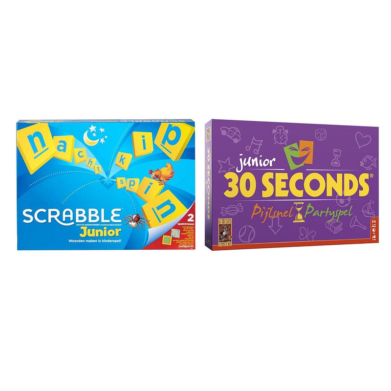 Foto van Spellenbundel - bordspel - 2 stuks - mattel scrabble junior & 30 seconds junior