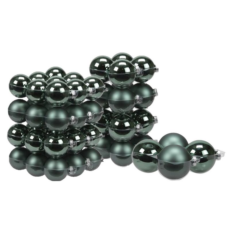 Foto van 56x stuks glazen kerstballen emerald groen 6, 8 en 10 cm mat/glans - kerstbal