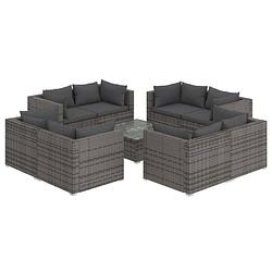 Foto van Vidaxl 9-delige loungeset met kussens poly rattan grijs