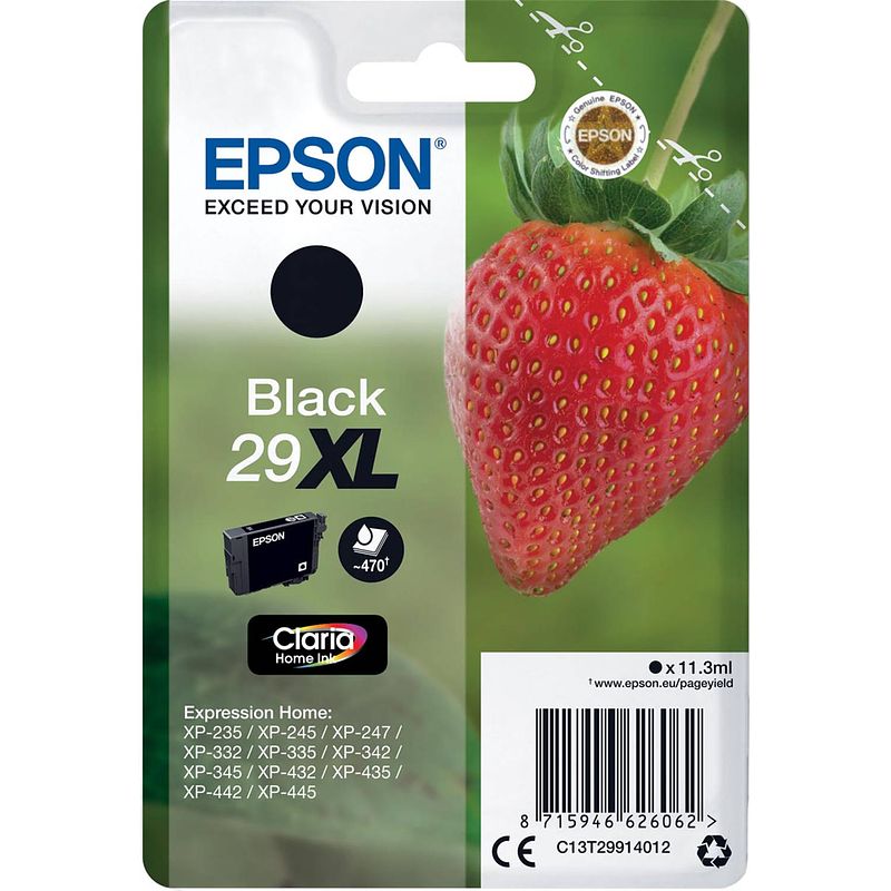 Foto van Epson inktcartridge 29xl, 470 pagina'ss, oem c13t29914012, zwart 10 stuks