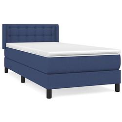 Foto van The living store boxspringbed - comfort - bed - 193 x 93 x 78/88 cm - blauw - stof - pocketvering matras - middelharde