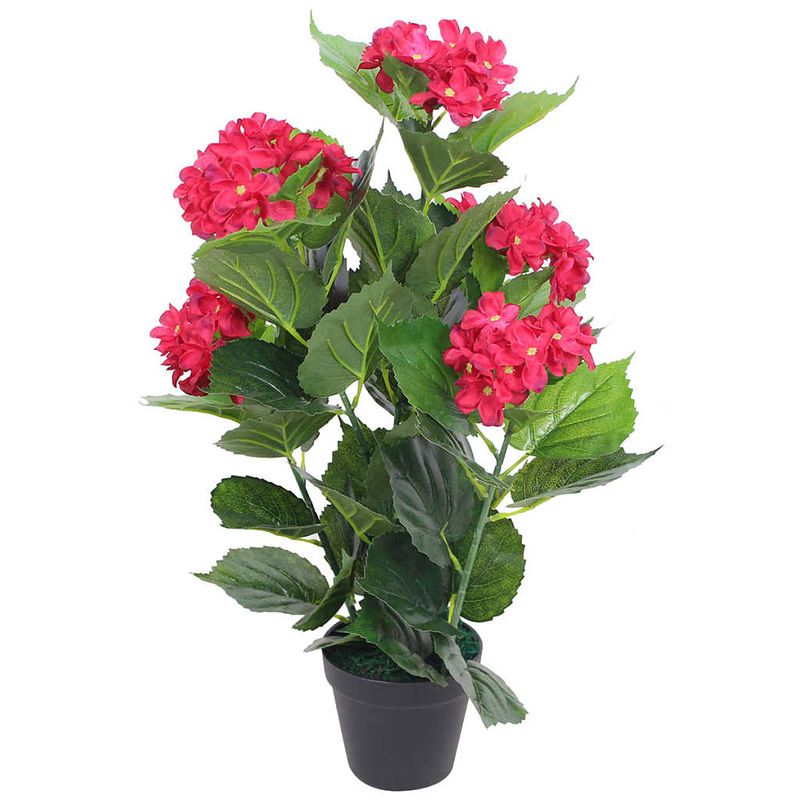 Foto van Vidaxl kunst hortensia plant met pot 60 cm rood