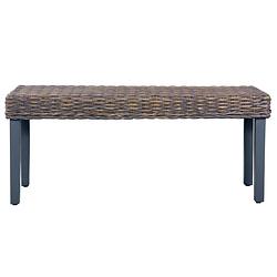 Foto van The living store halbank kubu rattan - grijs - 110 x 35 x 45 cm - massief mangohout