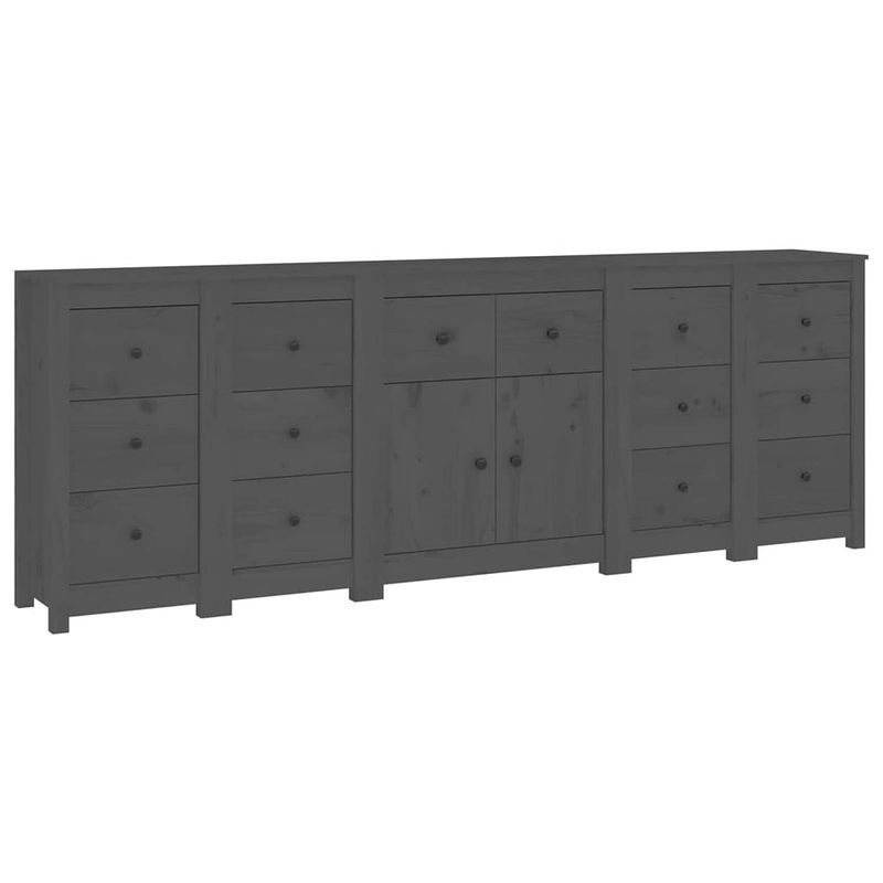 Foto van Vidaxl dressoir 230x35x80 cm massief grenenhout grijs