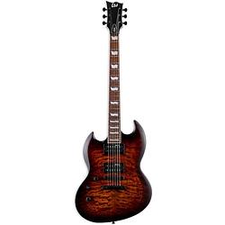 Foto van Esp ltd viper-256 lh dark brown sunburst linkshandige elektrische gitaar