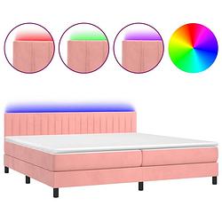 Foto van Vidaxl boxspring met matras en led fluweel roze 200x200 cm