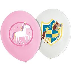 Foto van Amscan ballonnen princess & knight 27,5 cm latex roze/wit 6 st