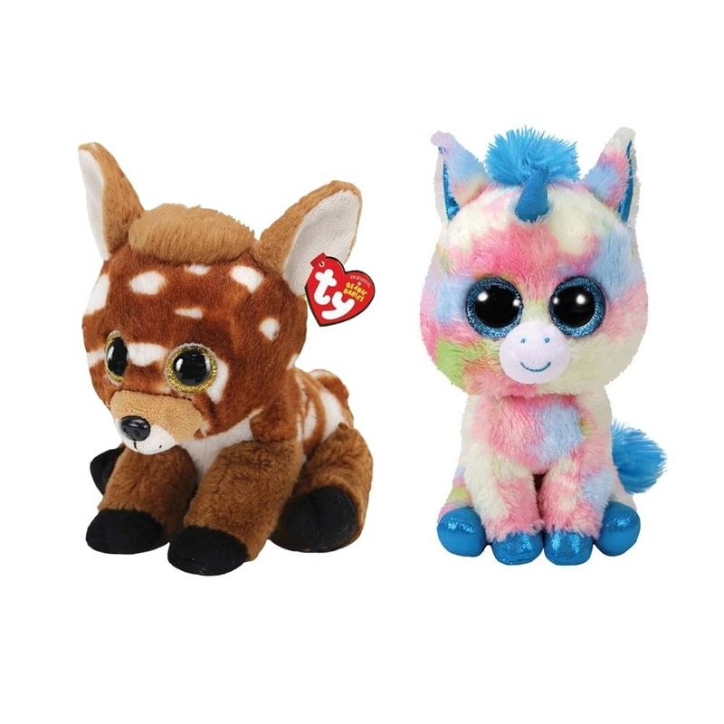 Foto van Ty - knuffel - beanie buddy - buckley deer & blitz unicorn